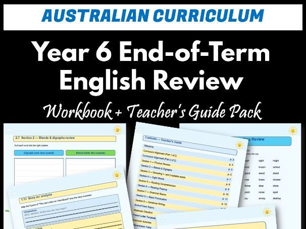 Year 6 End-of-Term English Review Pack | Australian Curriculum