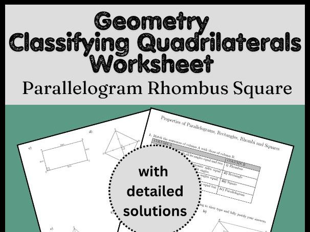 Geometry Classifying Quadrilaterals Worksheet | Parallelogram Rhombus Square