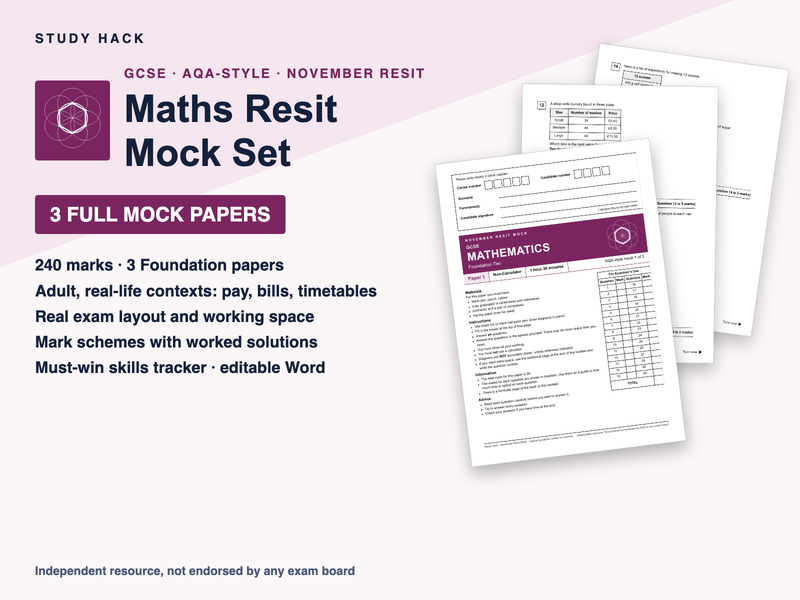GCSE Maths November Resit Mock Set: 3 Foundation Papers, Mark Schemes, Must-Win Skills Tracker