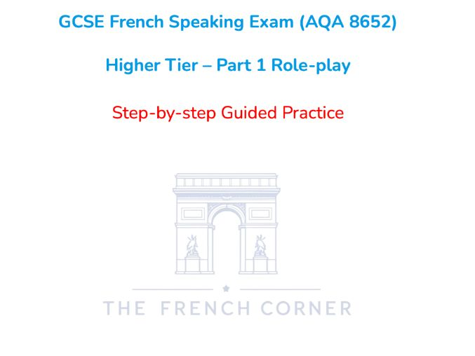 GCSE French Speaking Exam (AQA 8652) Higher Tier – Part 1 Role-play task