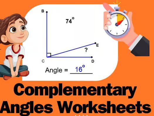 Find Complementary Angles Worksheet | Timed Math Tests | Math Drills for Angle