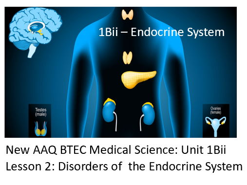 NEW: AAQ BTEC Medical Science Unit 1Bii Endocrine System - Lesson 2 Endocrine Disorders