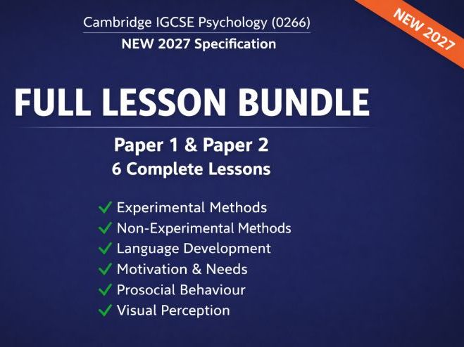Cambridge IGCSE Psychology 0266 Full Lesson Bundle NEW 2027 (Paper 1 & 2)