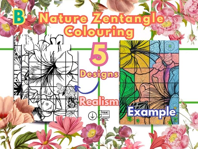 Nature Zentangle Colouring- Pack B