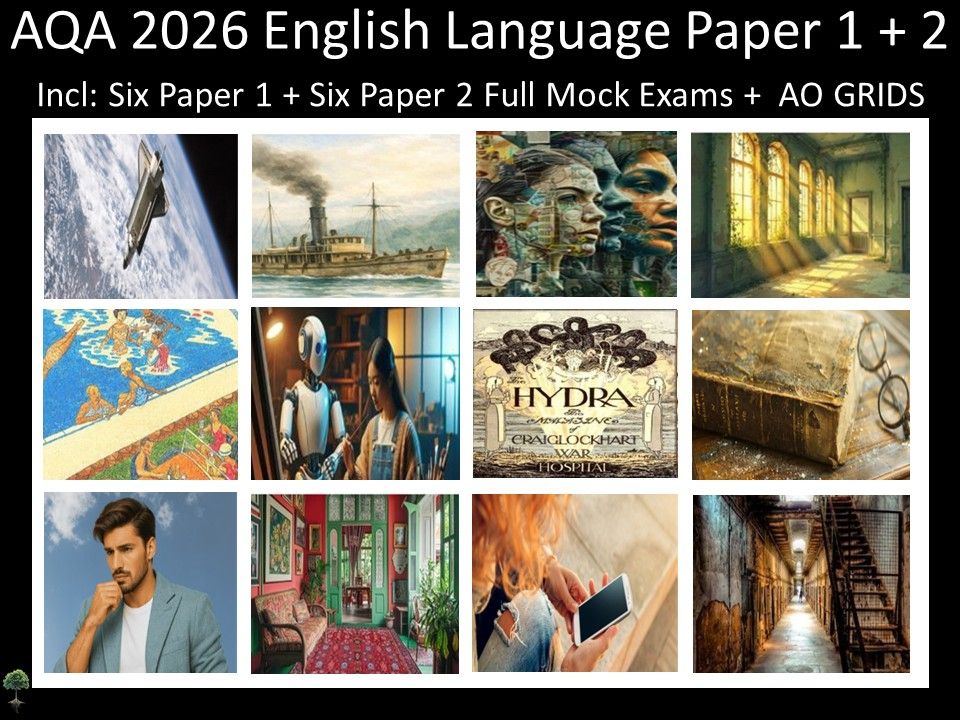 Twelve AQA 2026 GCSE English Language Paper 1 + 2 Mocks | AO GRIDS