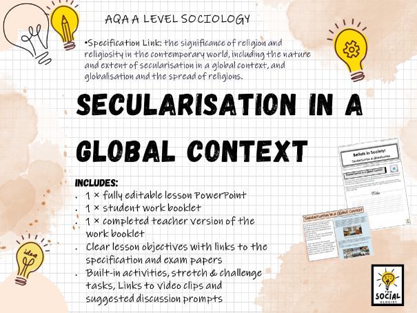 AQA A level sociology - Beliefs in Society - Secularisation in a Global Context