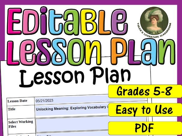Vocabulary in Context : Editable Lesson Plan for Middle School