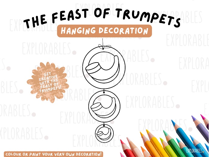 The Feast of Trumpets Decoration Printable Templates Colour In Paint Creative Feast Day Decoration