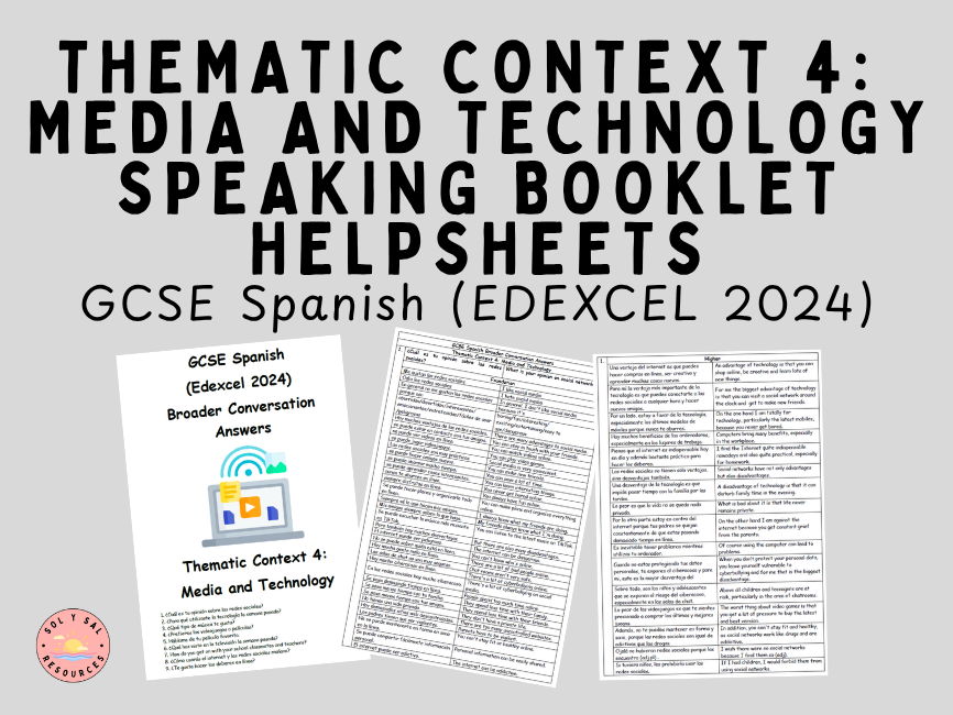 GCSE Spanish (Edexcel 2024) Thematic Context 4 Broader Conversation Sentence Bank