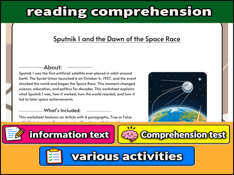 Sputnik 1 and the Dawn of the Space Race  & Comprehension Test