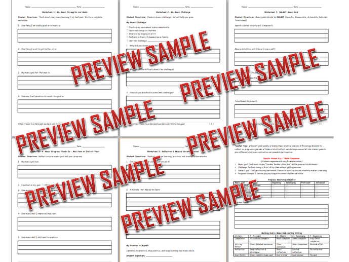 Music Goal Setting Writing + New Year 2026 Art Coloring | Updated Yearly