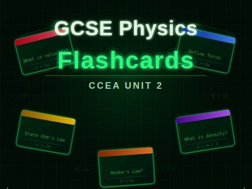 CCEA GCSE Physics Unit 2 year 12 complete Flash cards (160 cards)
