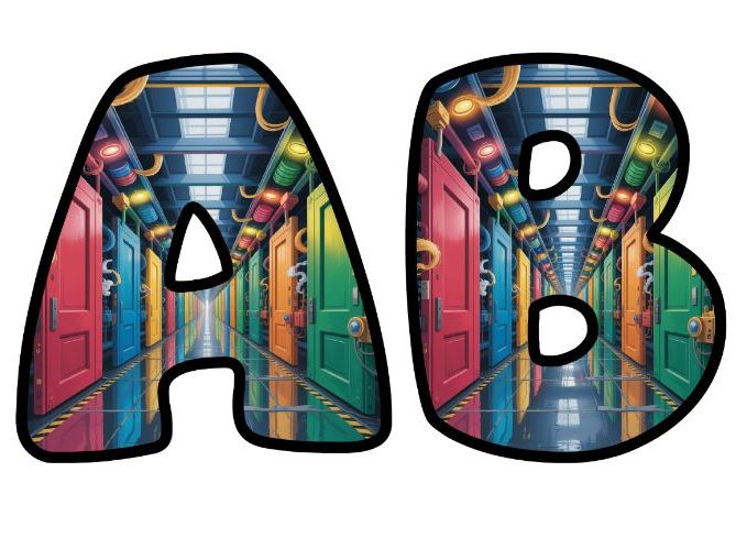 Colourful Door Corridor Lettering Set for Classroom Display | Upper & Lowercase, 0-9 and Signs