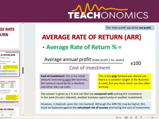 1. Business Calculations ARR , Gross and Net Profit - Topic 2.4 - Edexcel GCSE Business - Theme 2