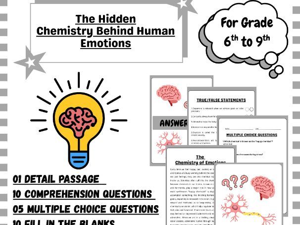 "Understanding the Chemistry of Emotions: Grade 6-9 Science Worksheet & Reading Passage"