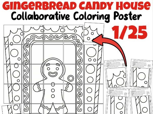 Gingerbread Candy House Collaborative Poster | Winter Holiday Classroom Activity