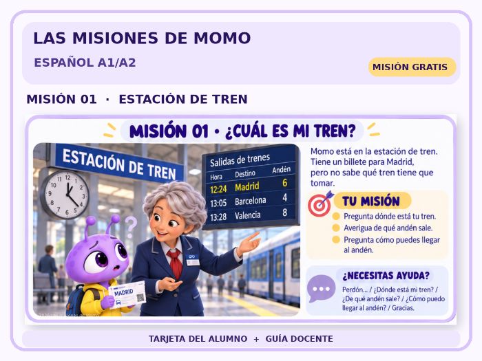 Spanish A1/A2 Role Play: Momo at the Station