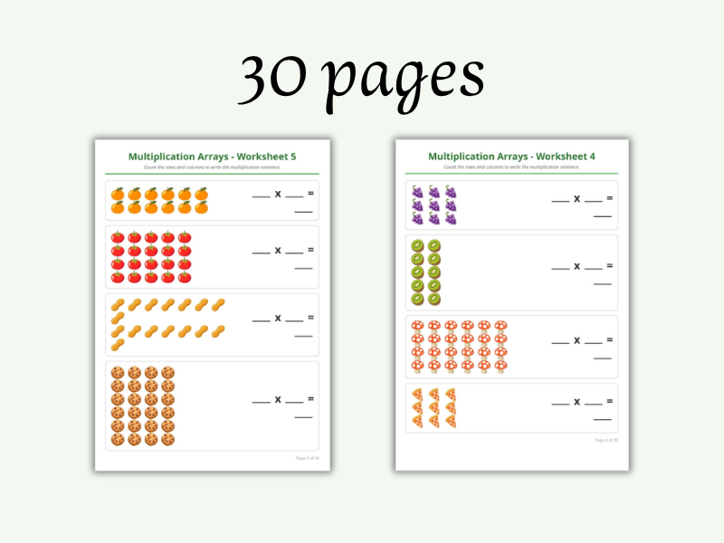 30 Multiplication Arrays Worksheets