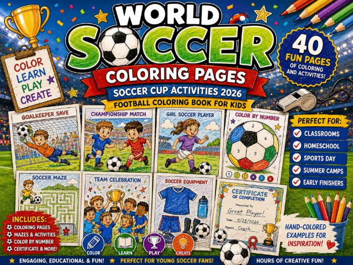 World Soccer Coloring Pages, Soccer Cup Activities 2026, Football Coloring Pages