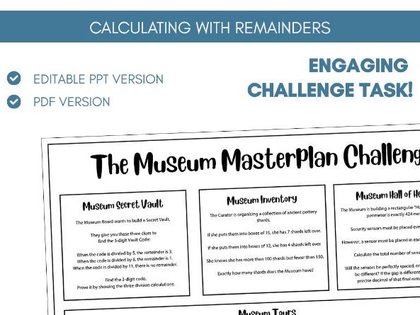 Division with Remainders | Problem Solving | Museum Challenge | Four Operations