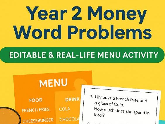 Year 2 Money Word Problems – UAE Currency | Editable & Real-Life Menu Activity