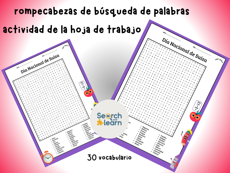 Swiss National Day  Word Search Puzzle In Spanish  Worksheet