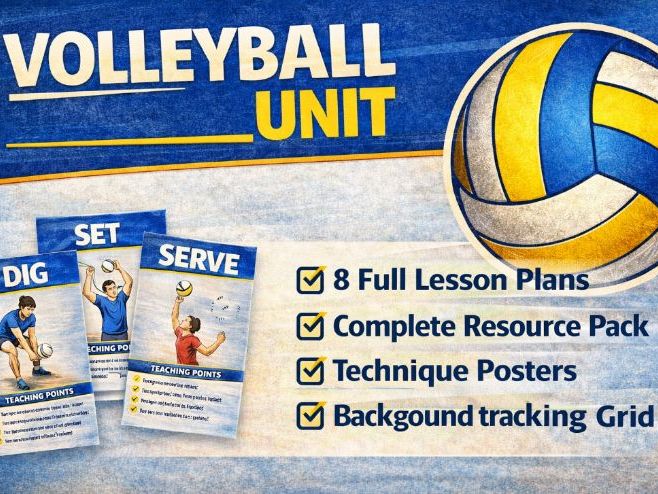 Volleyball Unit – Complete 8-Full lesson plans and resources (Grab & Go)