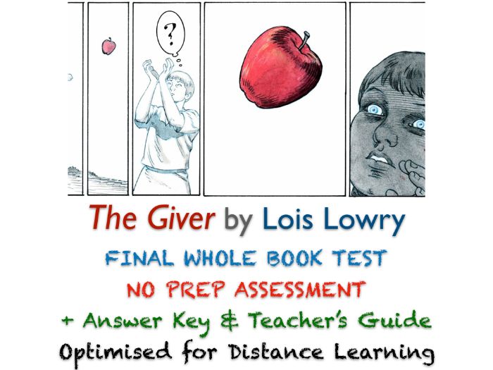 The Giver (Lois Lowry) Final Whole Book TEST (STORY + ESSAY) + ANSWERS