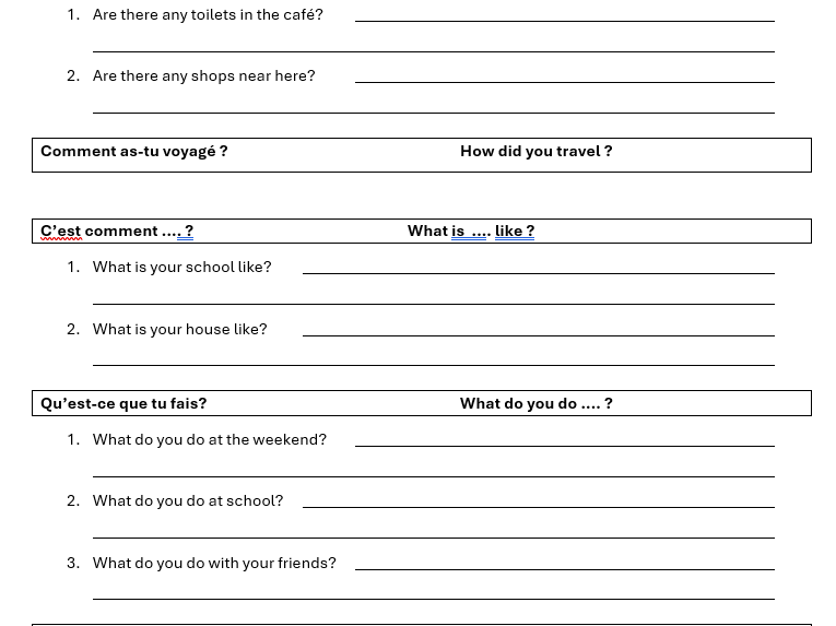 AQA 2026 French GCSE Role-play questions