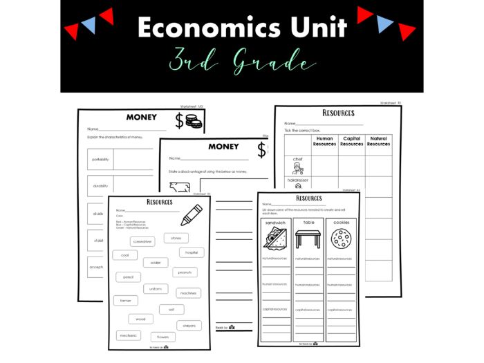 Economics Worksheets 3rd Grade Money, Earned Income, Natural, Capital & Human