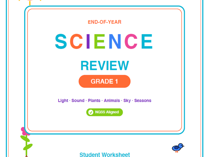 1st Grade End of Year Science Review Worksheets & Games | NGSS Aligned