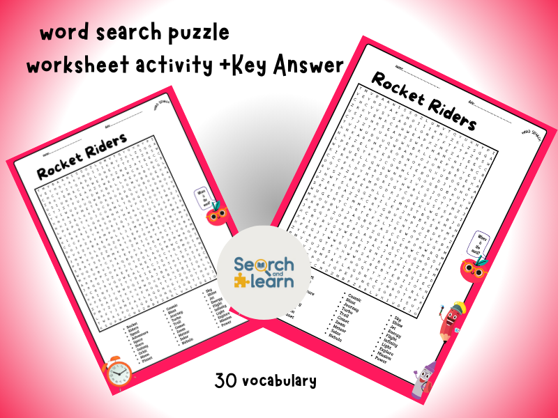 Rocket Riders Word Search Puzzle Worksheet + Key Answer
