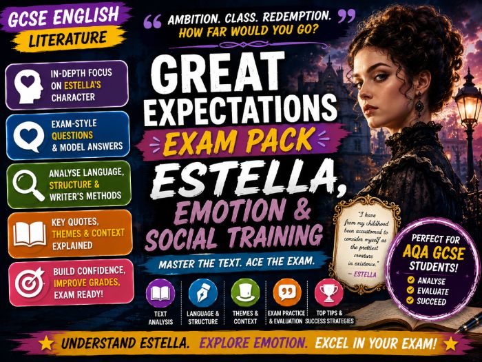 GCSE English Great Expectations Exam Pack - Estella, Emotion and Social Training