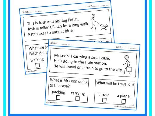 Simple Reading Comprehension Worksheets - Autism SEND