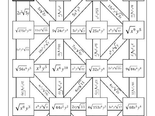 Simplifying Radicals Maze