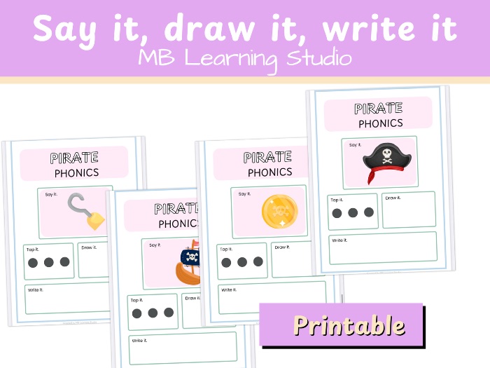 Pirate Say It, Draw It, Write It Worksheet – Vocabulary and Writing