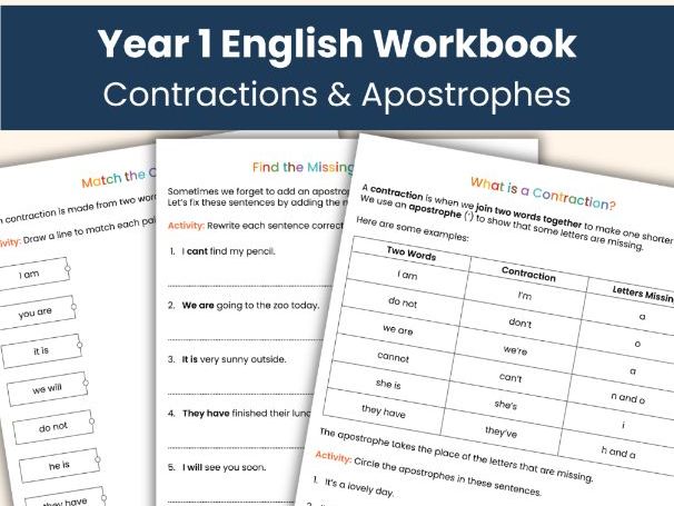 Contractions & Apostrophes Workbook – Early Grammar Practice
