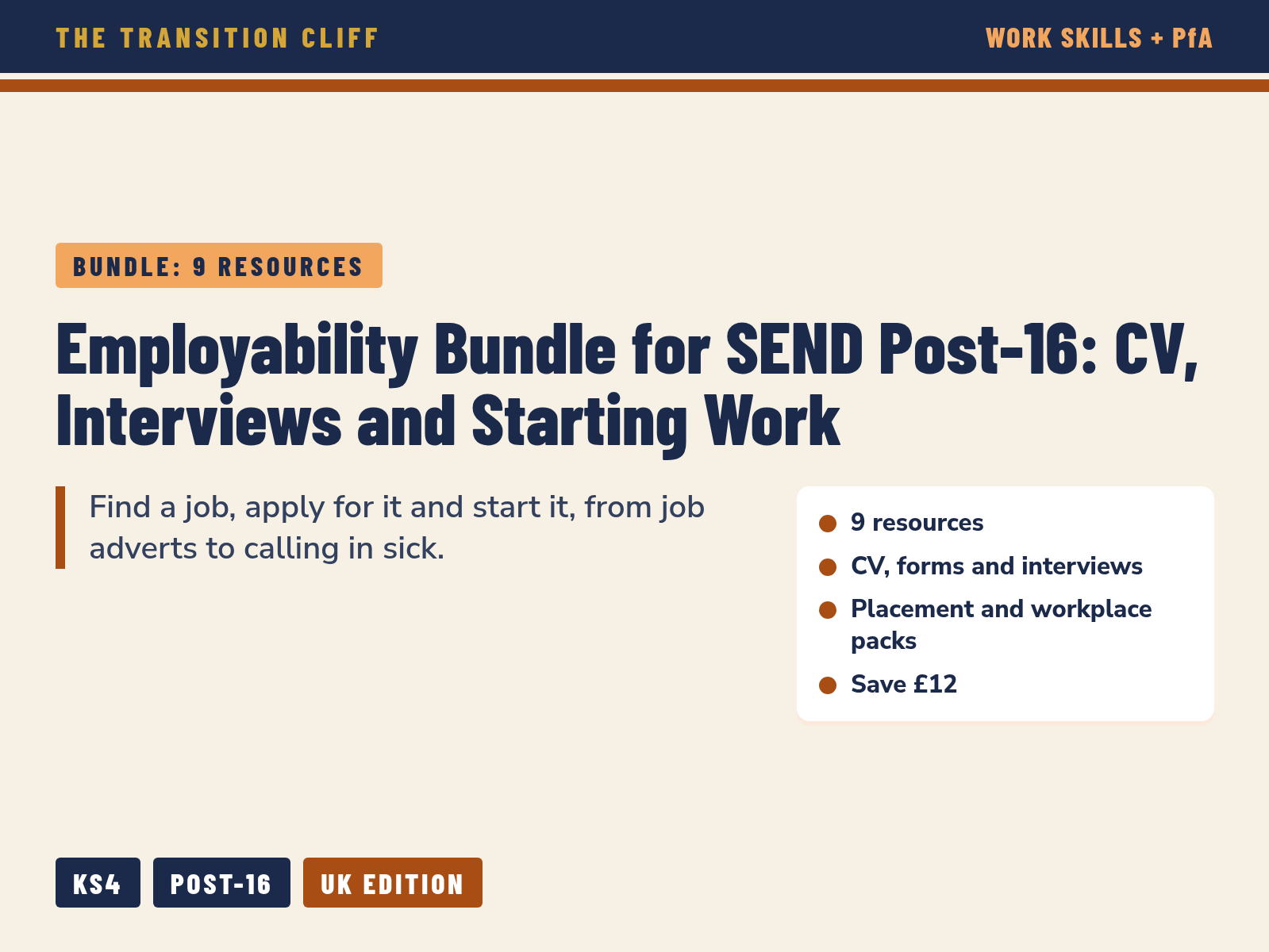 Employability Bundle for SEND Post-16: CV, Interviews and Starting Work