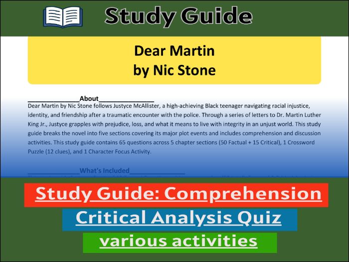 Study Guide for Dear Martin by Nic Stone  & Comprehension ����Vlogt