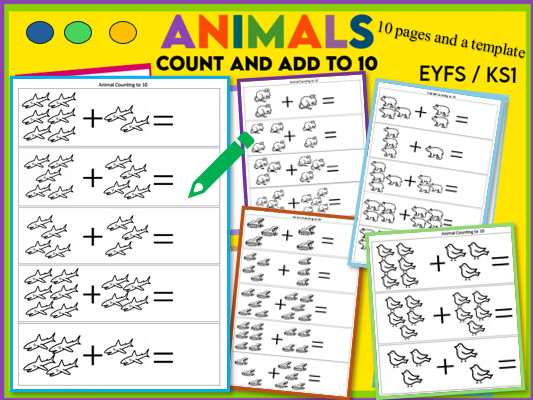 Animals Counting Sheets to 10