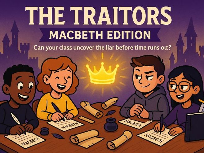 Traitors-Themed Macbeth Activity Pack – Team Game, Worksheets & Role Cards