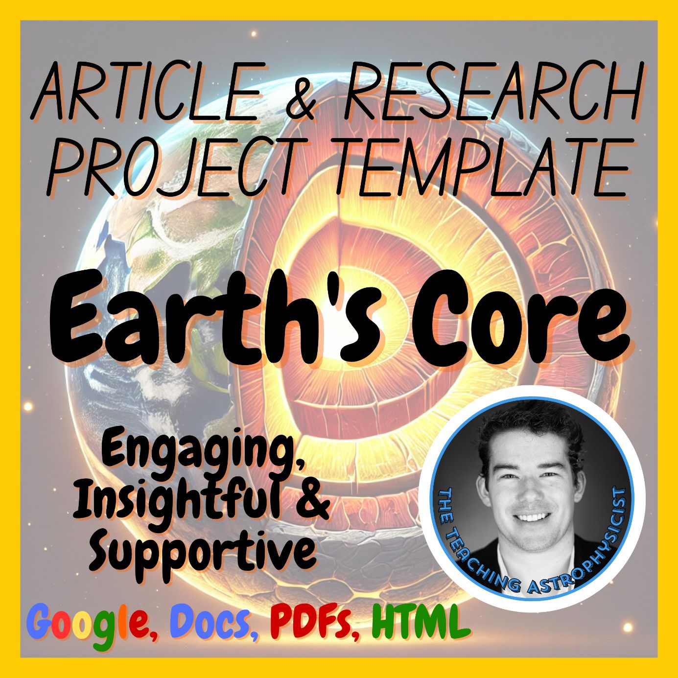 Earth's Core | Science Article + Research Project Template | Digital Print HTML