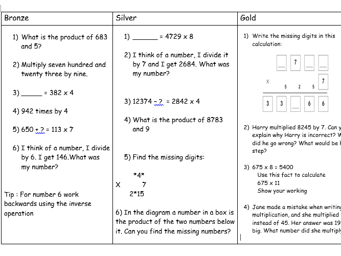 Year 5 - Multiplication - I can multiply using a formal written method