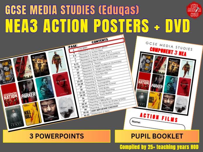 GCSE Media Studies | NEA Component 3 | Action DVD & Film Posters | Full PowerPoint & Pupil Booklet