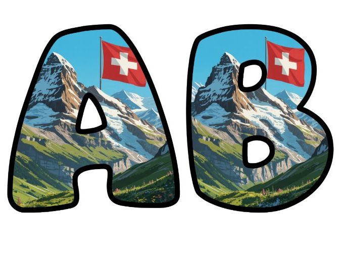 Switzerland Alps Alphabet Letters | Classroom Display, A-Z 0-9 and Signs