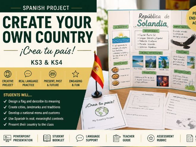 Spanish Project: Create Your Own Country | KS3 Spanish | KS4 Spanish | End of Term Activity