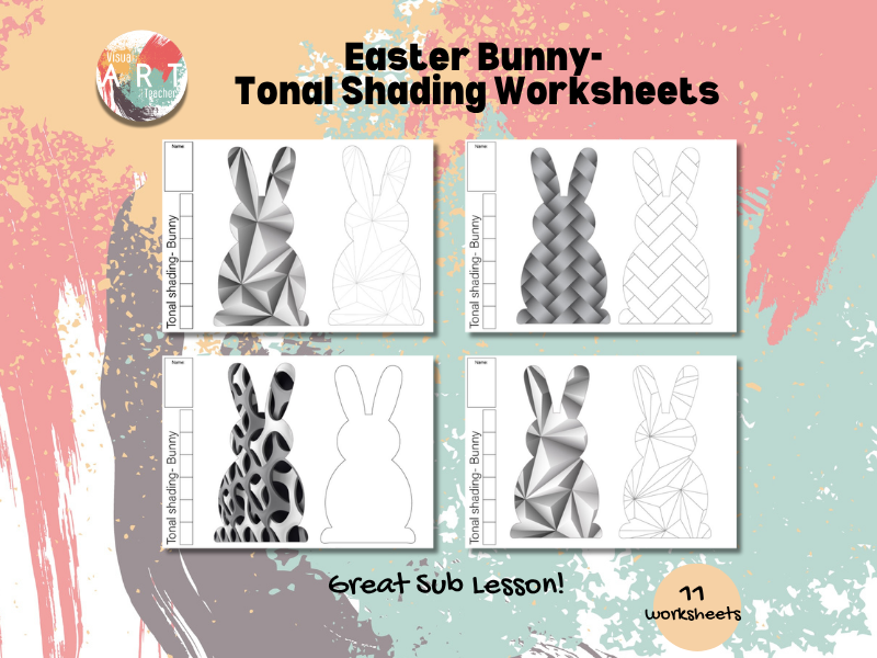 Easter Bunny Tonal Shading Worksheets