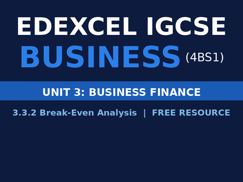 FREE Edexcel iGCSE Business (4BS1) | 3.3.2 Break-Even Analysis | Lesson Pack