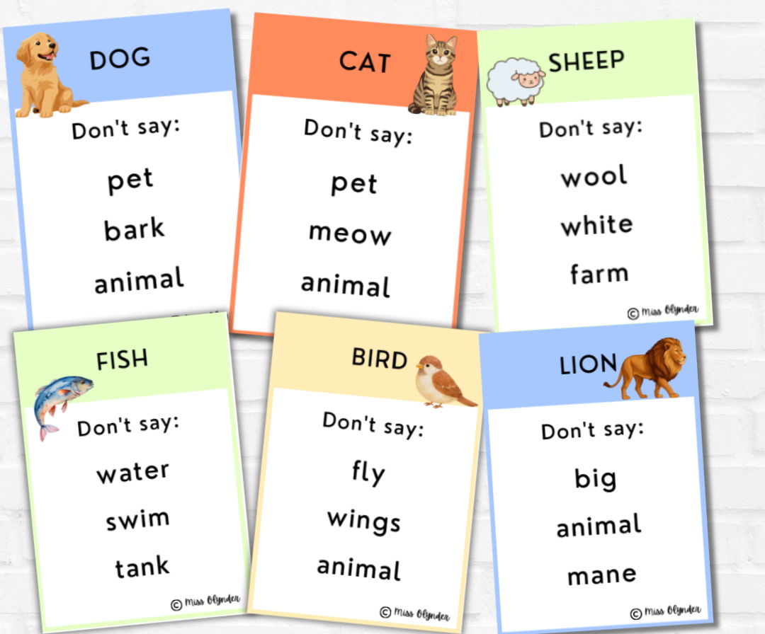 Animals Taboo Games Bundle – ESL Speaking Activities | Farm Wild Pets | Vocabulary Game | No Prep | KS2