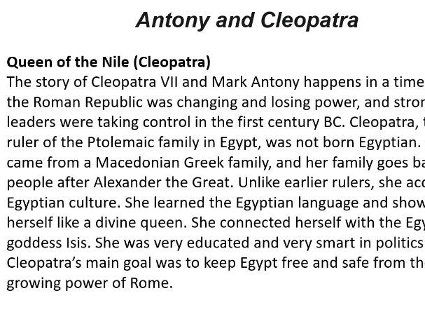 Antony and Cleopatra: Historical Context, Characters, and Tragic Story